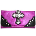 Gold Rush Gold Rush WC99-PURP Western Rhinestone Cross Accent Wallet - Purple WC99-PURP